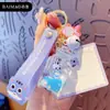 Chaveiro Criativo de Letra com Óleo e Bolinhas Coloridas Flutuantes Delicadas, Adequado para Meninas, Argola de Chaveiro de Bolsa de Casal