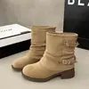 Botas de caballero cómodas Chelsea pierna de pantalón 2026 nuevo otoño e invierno estilo británico temperamento Botas Martin Botines cortos de mujer caña corta