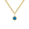 Collares de 12 Piedras de Nacimiento de Venta Caliente Transfronteriza para Mujer, Acero de Titanio con Borde Dorado de 18 Quilates, Colgante de Diamante Multicolor, Cadena Cubana, Joyería al por Mayor