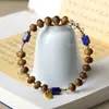 Pulsera de Madera de Agar Verde Qinan con Cera de Abejas de Cristal Blanco Natural, Ágata Roja del Sur, Cinturón de Madera Tesoro Suministro en Vivo Venta al por Mayor