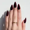 24 piezas Uñas Postizas Usables Forma de Almendra Escarchada Rojo Oscuro Calcomanías de Uñas de Moda Clásica Transfronterizo