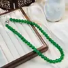 Novo Estilo Étnico Chinês Colar de Pérolas Multicamadas Esmeralda Estilo Nacional Retrô Elegante Corrente para Clavícula com Contas Brancas para Mulheres