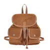 Mochila Vintage com Fecho de Cordão e Aba para Mulheres 2026 Novo Modelo Mochila de Camurça com Múltiplos Bolsos Bolsa Escolar Leve