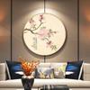 Pintura decorativa moderna de estilo nuevo chino para sala de estar, ciruelo, orquídea, bambú, crisantemo, marco redondo, pintura colgante, restaurante, madera maciza, pintura redonda china, mural para pasillo