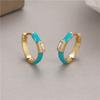 Dopamina Caliente Transfronterizo Moda Francesa Pendientes de Gota de Aceite para Mujer Personalidad Europea y Americana Círculo Combinable Hebilla de Oreja de Diamante