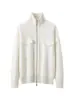 26 Nuevo Abrigo Cardigan de Punto Liso para Mujer Otoño/Invierno 35% Cachemir 65% Lana Cuello Semi Alto Bolsillo con Doble Cremallera