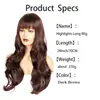 Peruca europeia e americana de cabeça inteira para mulheres, cabelo preto longo e ondulado com franja, aplique de cabeça inteira de fibra de alta temperatura