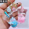 Llavero de Botella de Arena de Flujo de Aceite Líquido Llavero de Taza de Té con Leche Unicornio Llavero de Coche Colgante para Bolso Regalo Estilo Lindo