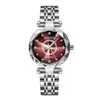 Relógio de Luxo Leve Coração do Oceano Douyin Mostrador de Diamante Vidro Multifacetado Brilhante Pulseira de Aço Sólido Relógio Feminino à Prova d'Água