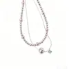 Colar Popular Manta Rose Pérola do Xiaohongshu, Corrente de Clavícula Versátil Dupla Camada Destacável, Colar de Pescoço da Moda Leve Luxo