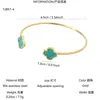 Moda Europea y Americana Simple Versátil Elegante Temperamento Acero Inoxidable Chapado en Oro de 18k Nácar Trébol de Cuatro Hojas Pulsera Abierta para Mujer