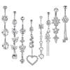 Conjunto clássico de anel de umbigo de aço inoxidável Anel umbilical Jóias piercing no corpo Anéis de umbigo Conjunto de 8 peças