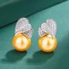 Juego de Joyería, Collar, Pendientes, Anillo, Oro Champagne, Perla, Estilo Amoroso, Moderno, Versátil, Estilo de Mujer de Alta Gama, Mayoreo