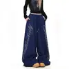 Calça de Moletom Esportiva Retro Americana com Strass Letra Unissex Cleanfit Resistente High Street Perna Larga Casuais de Casal Tendência
