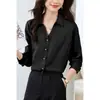 Camisa Roxo de Manga Longa 4 Cores Foto Real Design Feminino Nicho Camisa de Ácido Acético Nova Blusa Interna Francesa