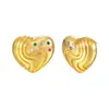 Nuevos Pendientes de Corazón con Textura Ondulada Chapados en Oro de 18 Quilates con Cobre y Circonita de Colores Microincrustados Estilo Retro de Palacio Pendientes Elegantes de Lujo
