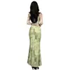 Conjunto de Dos Piezas/Con Copas/Tirantes AjustablesTop Halter Tie-Dye Verde y Falda Ajustada al Cuerpo Conjunto de Vacaciones