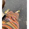 Vestido de Tirantes Tejido a Rayas de Colores Estilo Francés 2025 Primavera y Verano Nuevo Sexy Sexy Adelgazante Falda Larga para Mujeres