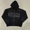 Sudadera Deportiva con Capucha Otoño e Invierno 2025 Letras Estampadas con Diamantes Calientes Estilo Pareja Venta al por Mayor Streetwear Emo