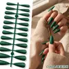 Puntas de Uñas Europeas y Americanas de Moda de Gama Alta Mate de Punta Larga, Colección de Color Sólido, Piezas para Uñas, 24 Piezas