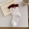 Calcetines Zhuji para Mujer, Estilo Primavera y Verano, Bordado Juguetón de Dibujos Animados, Calcetines de Media Pantorrilla, Puño de Doble Aguja, Algodón Puro, Sin Costuras, Calcetines Holgados Estilo Ins