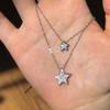 Collar de Estrella para Mujer Retro Dulce Cool Cadena Superpuesta Doble Capa Estrella de Cinco Puntas Cadena Clavicular y2k Milenio Acero Inoxidable Cadena Vigorosa