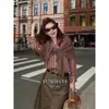 CUIYUNE Camisa de Lino Rayada Espiga Vintage Relajado Estilo Artístico Teñida en Hilo WWJ26004
