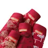Cuecas boxer vermelhas confortáveis de cintura média para o Ano do Zodíaco, adequadas para casamentos e celebrações, roupa íntima masculina respirável de fundo liso