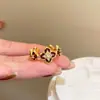 Estilo Medieval! Anel de Zircônia Pônei Dourado Moda Feminina Elegante Anel de Dedo Indicador de Alto Padrão Anel Ajustável com Abertura