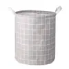 Grande cesto de armazenamento redondo para uso doméstico para roupas, feito de tecido de algodão e linho, à prova d'água, um ótimo item de organização para a casa, cesta de armazenamento dobrável para brinquedos