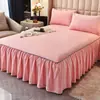 Aquecimento Rápido de Três Segundos Cobertor de Cama Quente Espesso de Veludo de Leite Peça Única Estilo Saia de Cama Protetor de Cama Conjunto de Três