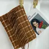 Cachecol Xadrez Imitação de Caxemira para Outono e Inverno Feminino Estudantes, Versátil Estilo Britânico Retrô Estilo Coreano Estilo Casal Cachecol de Uso Duplo