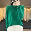 Outono e inverno novas malhas femininas enroladas gola redonda primeira linha vestuário oco pulôver suéter feminino fino sem costura base camisa