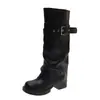 Botas com Pernas Destacáveis para Mulheres 2026 Novo Modelo, Aumentadoras de Altura, Botas de Cano Reto Convertíveis, Uso Duplo Salto Bloco Botas de Cano Médio