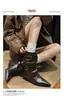 Botas de tornozelo franzidas com salto grosso e bico fino, moda europeia e americana para mulheres, 2026 novas botinhas versáteis com visual emagrecedor e salto bloco baixo