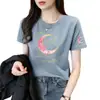 Camiseta de Mujer Manga Corta Estilo Mamá, Nueva Versátil de Moda Ajustada Elegante para Mujer