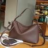 Bolso de Piel de Vaca de Primera Capa para Mujer, Bandolera de Hombro Único, Estilo Europeo y Americano, Color Sólido, Sencillo y Elegante, Bolso de Piel Genuina Transfronterizo, Bolso Grande con Compartimento Suave