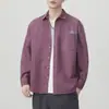 Camisa retro de manga larga para hombre estilo japonés, modelo otoño 2026, corte holgado, bloques de color, con bolsillo, camisa de algodón puro, chaqueta de marca moderna