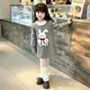 Vestido Suéter Infantil Aikyung para Meninas Estilo Natalino Desenho Tricô Outono Inverno Novo Vestido Princesa Fofo