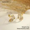 Pendientes de botón de acero inoxidable con forma de cruz, estrella de cinco puntas, escalera cuadrada, circonita cúbica, diseño de nicho de alta gama, joyería al por mayor para mujer