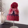 Invierno Retro Árbol de Navidad Moda Gorro de Lana para Mujer Mezcla de Lana Cálido Gorro Pulóver Casual Versátil Gorro Tejido Moderno