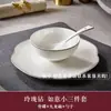 Juego de Vajilla para Mesa de Hotel Linglong Diamond, Platos de Servir de Porcelana Ósea Dorada Resistente al Desgaste, Platos de Cena, Platos, Juego de Cuencos para Sopa para una Persona