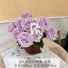Flor de simulación 9 cabezas rosa grande feliz boda flor para llevar decoración arreglo floral sala de bodas comercio exterior lasaña rosa flor falsa