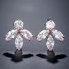 RAKOL Pendientes de Pétalos Distintivos Creativos Estilo Nuevo Japonés y Coreano para Mujer Elegantes Elegantes Sin Montar Pendientes de Circón Ojo de Caballo