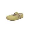 Mules cerrados estilo Birkenstock de lino tejido para mujer, para uso exterior en otoño, nuevo modelo 2026, con aumento interno de altura y suela gruesa, sandalias Mary Jane