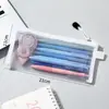 Estuche de malla transparente simple para estudiantes, bolsa de papelería de gran capacidad, bolsa de lápices portátil para exámenes estudiantiles, bolsa de almacenamiento