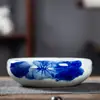 Jingdezhen Tanque de Peces Cerámico Pezera Pequeña de Escritorio Cerámica Redonda Pequeño Tanque de Peces Maceta de Nenúfar Pecera de Peces Dorados Tortuga Pintada a Mano