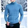 2026 Comercio Exterior Transfronterizo Otoño e Invierno Suéter Cálido de Punto para Hombre Cuello Alto Tejido de Trenza Talla Grande Suéter Base Pullover