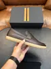 Zapatos de Lona para Hombre de Primera Capa con Grano de Lichi de Cuero Genuino ZEG Suela de Goma Fondo Suave Slip-on Zapatos Perezosos Fuente Transfronteriza Europea y Americana