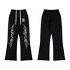 Exportación Transfronteriza Nueva Marca de Moda Europea y Americana Hellstar Hellstar Pantalones Casuales Lavados en Negro con Estampado y Desgastados para Hombre